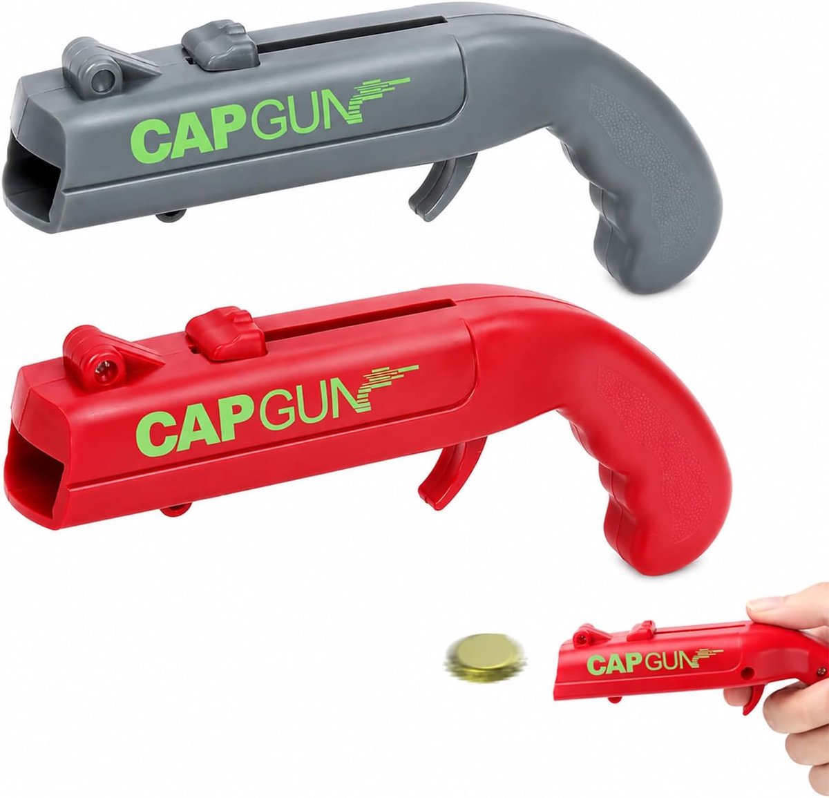 Cap gun flesopener - 2 stuks - grappig pistool - ideaal voor feestjes - ShopVlot