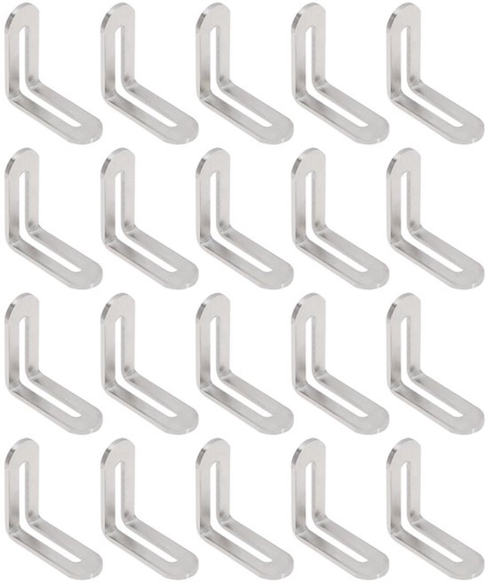 20 Stks Hoek Beugels Verstelbare Hoek Connectoren Rvs L-vormige Hoek Brace Accessoires Voor Display Planken Tuin Planken 48x48x19mm