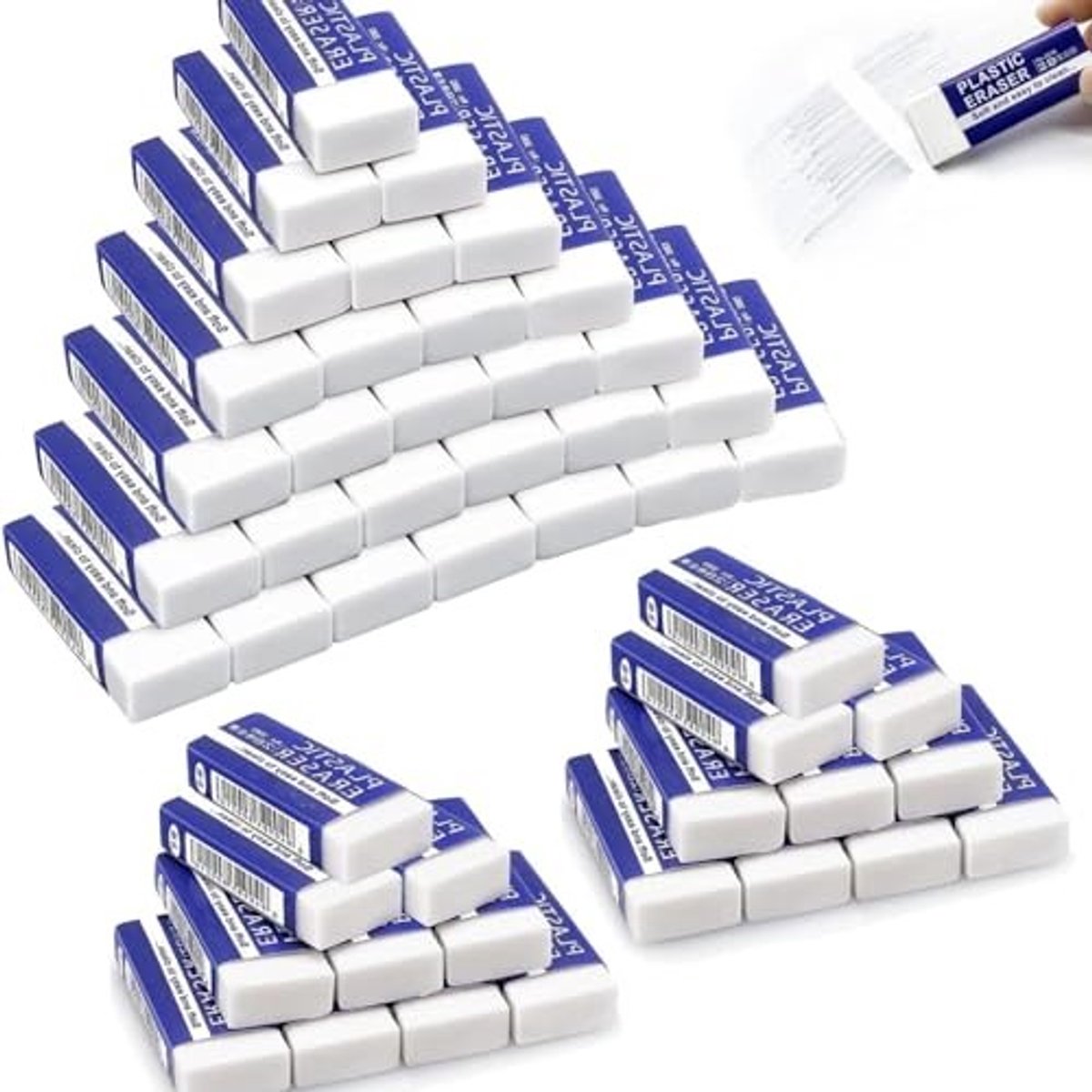 Solidchoice - Set van 50 Witte Plastic Gum voor Potloden