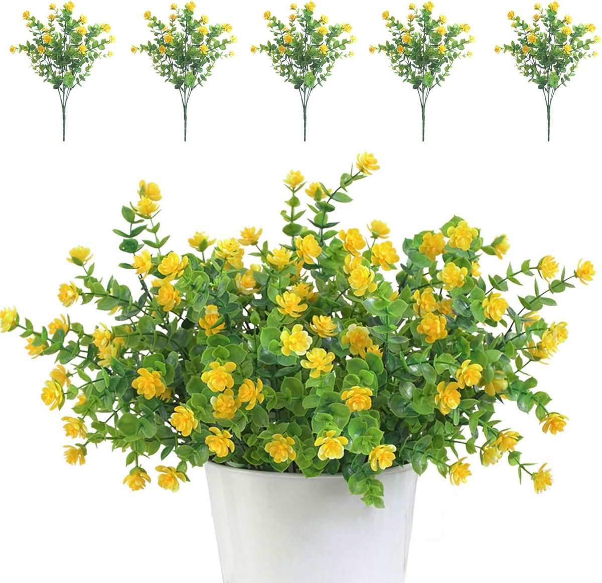 Kunstbloemen 5 Bundels - UV Bestendig Plastic - Perfect voor Binnen en Buiten - Decoratie voor Huis en Tuin - ShopVlot