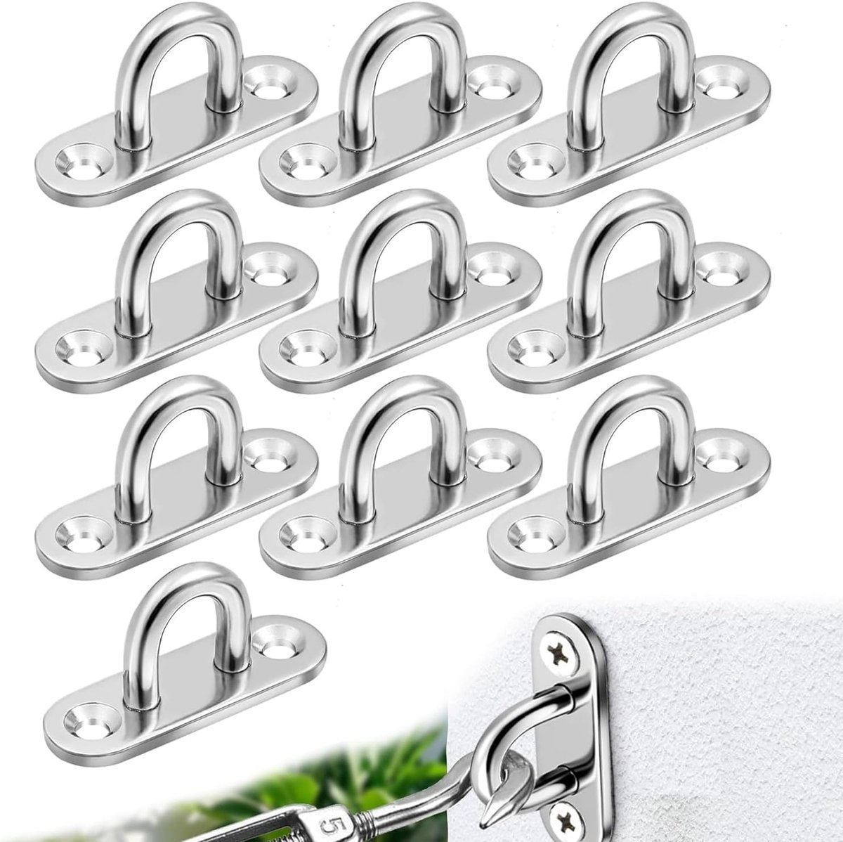 Ceiling hooks 10 stuks - roestvrij staal - zware kwaliteit - ideaal voor overhead montage - ShopVlot