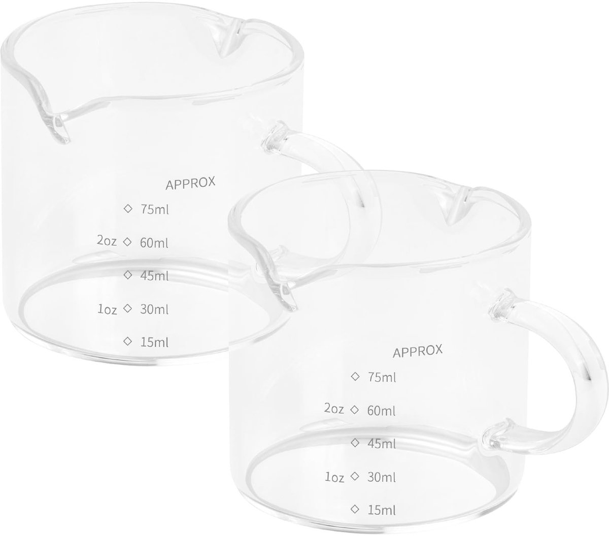 Set van 2 Glazen Maatbekers - Borosilicaatglas - Hittebestendig - Duidelijke Metingen - Voor Koffie en Dranken