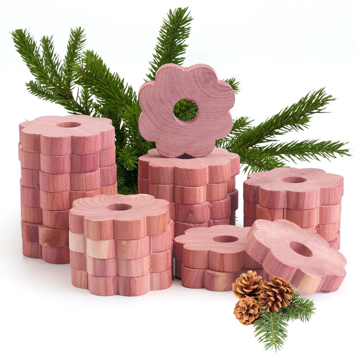 Solidchoice - 24 Stuks Cedar Houten Mottenringen voor Kledingbescherming