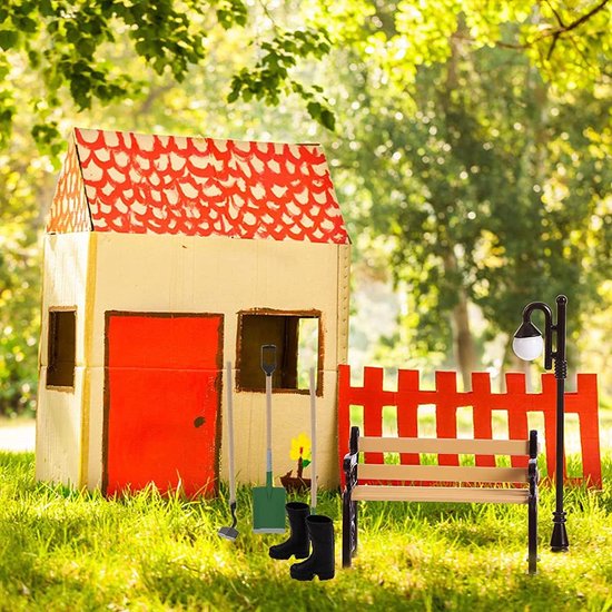 Miniatuur Tuinset met Tuingereedschap, Parkverlichting en Mini Regenlaarzen voor Minituin Decoratie — afbeelding 4