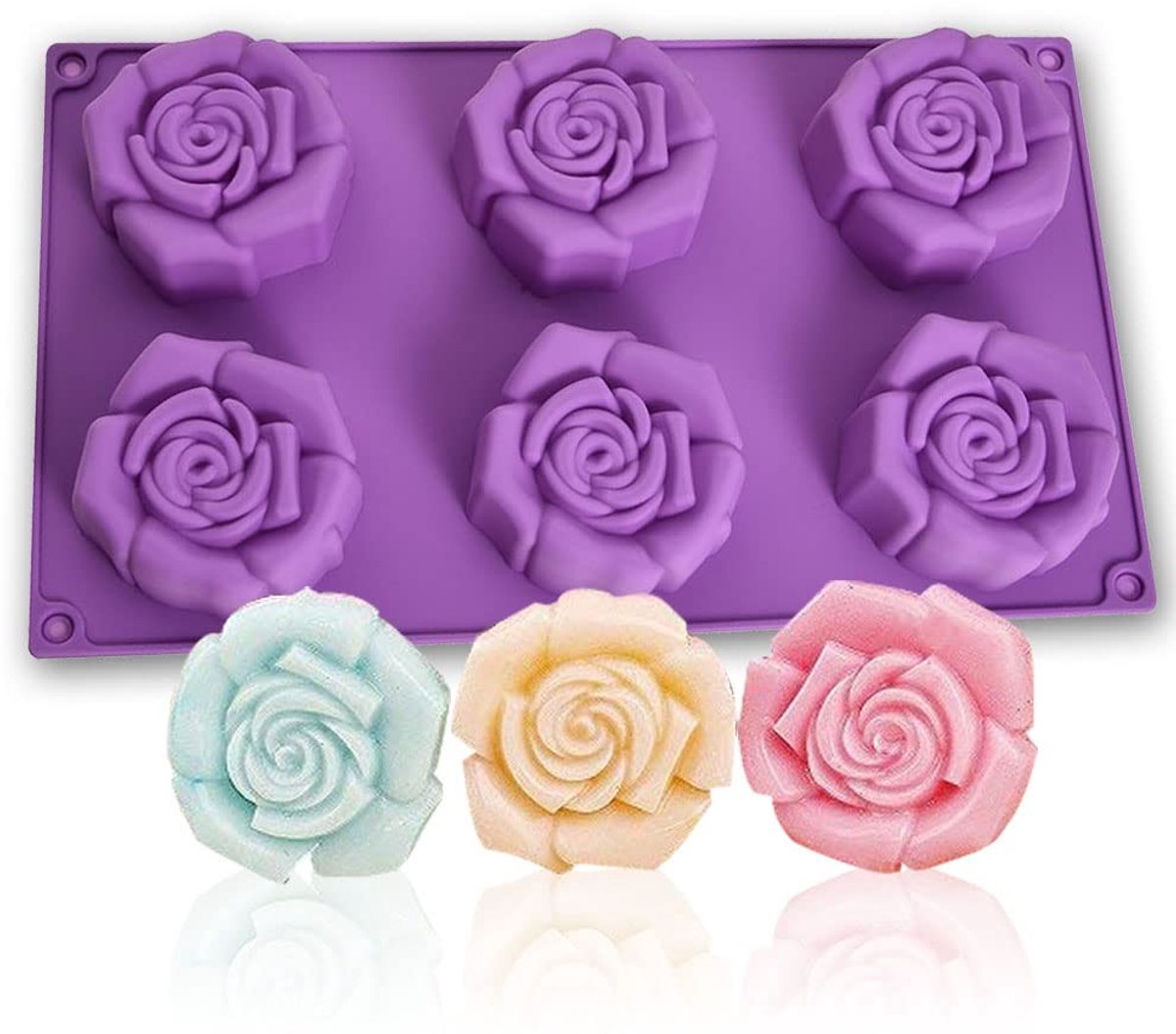 Solidchoice - Siliconen Bakvorm voor Rozen met 6 Caviteiten voor Taart en Gebak