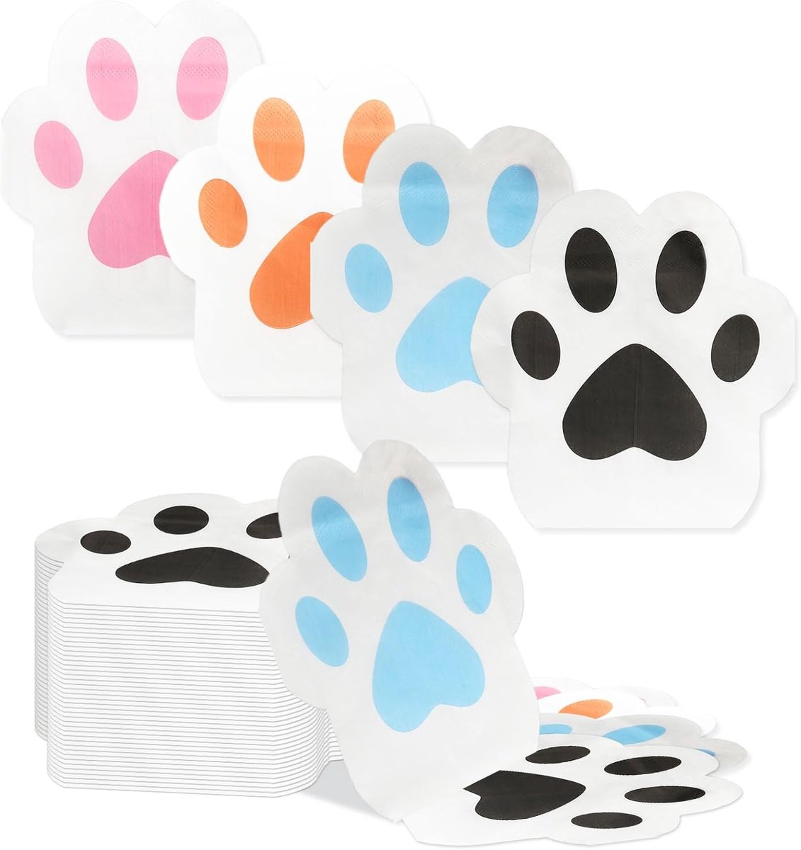 Papieren servetten 40 stuks - kleurrijke hondenpootjes - feestdecoratie - perfect voor verjaardagen en babyshowers - ShopVlot