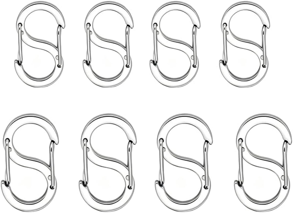 Mini karabijnhaak 8 stuks - roestvrij staal - zwart zilver - duurzame sluitingen voor armbanden - ShopVlot