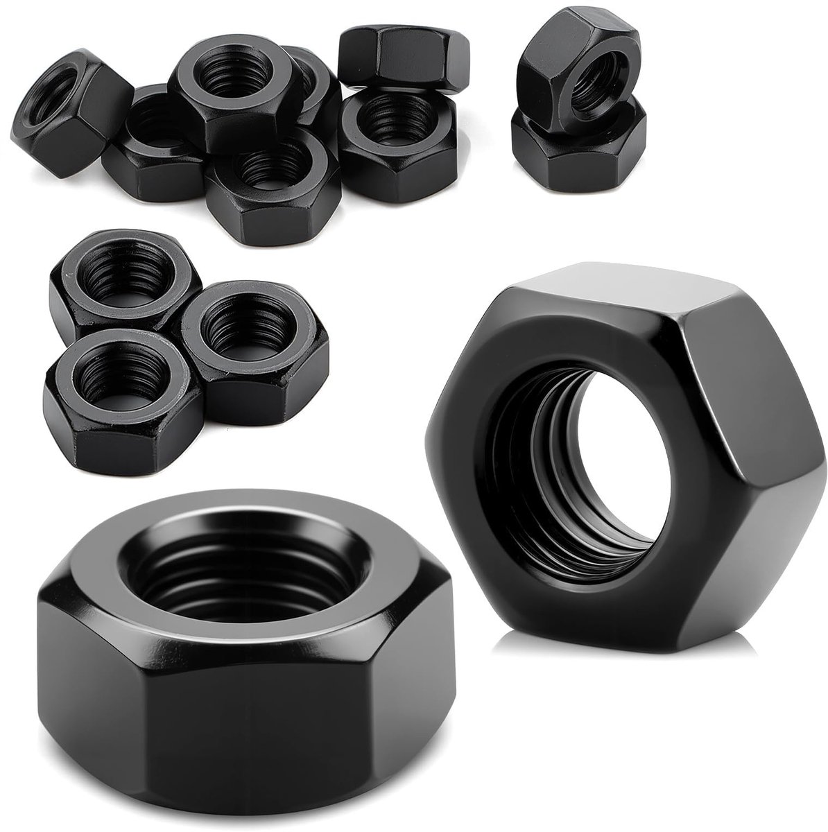 Solidchoice - 30 Stuks M5 Zwarte Hex Moeren van Hoogwaardige Staal