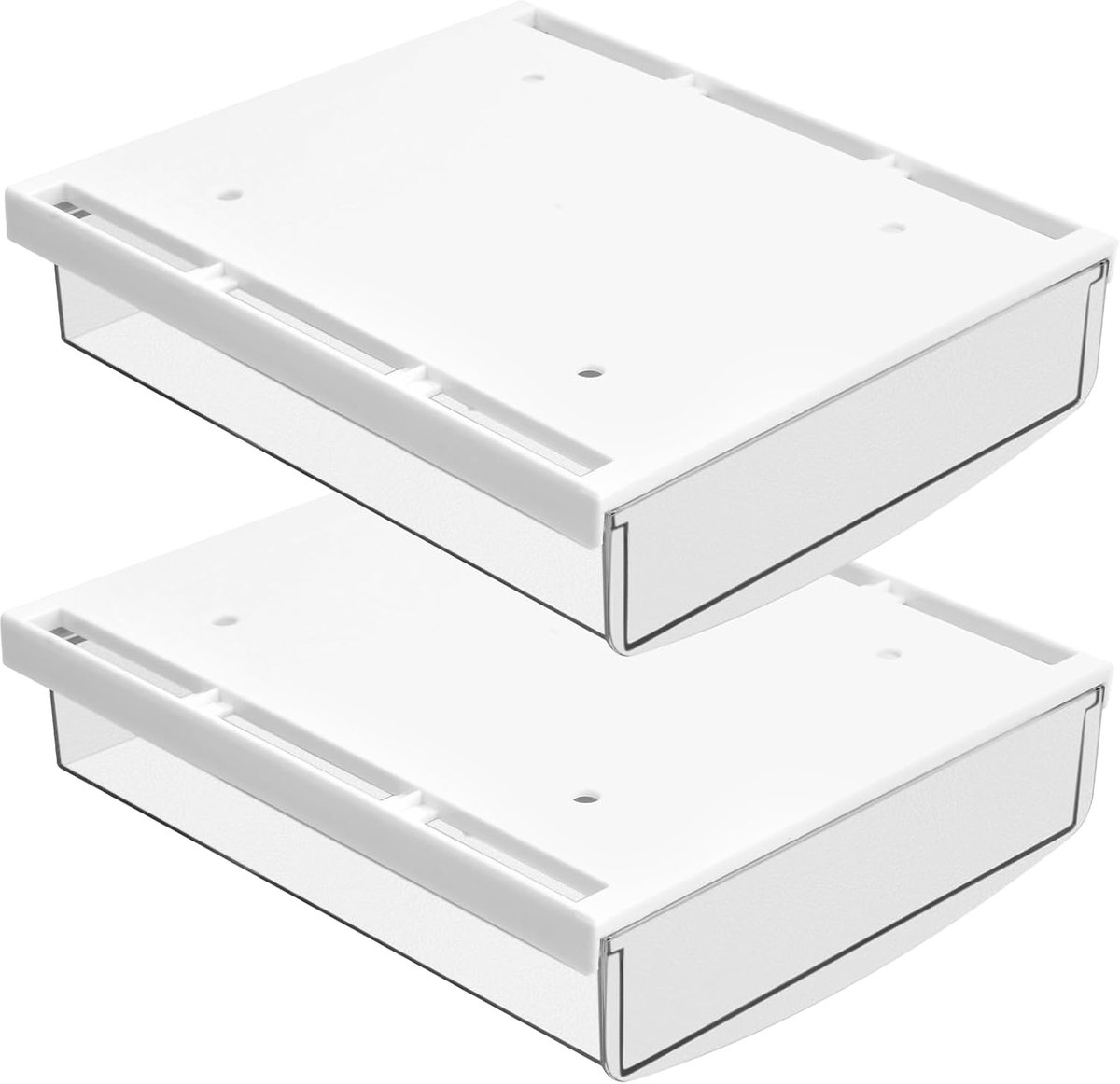 Onderkastladen 2 Stuks 21 x 18 x 5.3 cm - Zelfklevende Lade - Matte Wit - Ideaal voor een opgeruimd bureau - ShopVlot