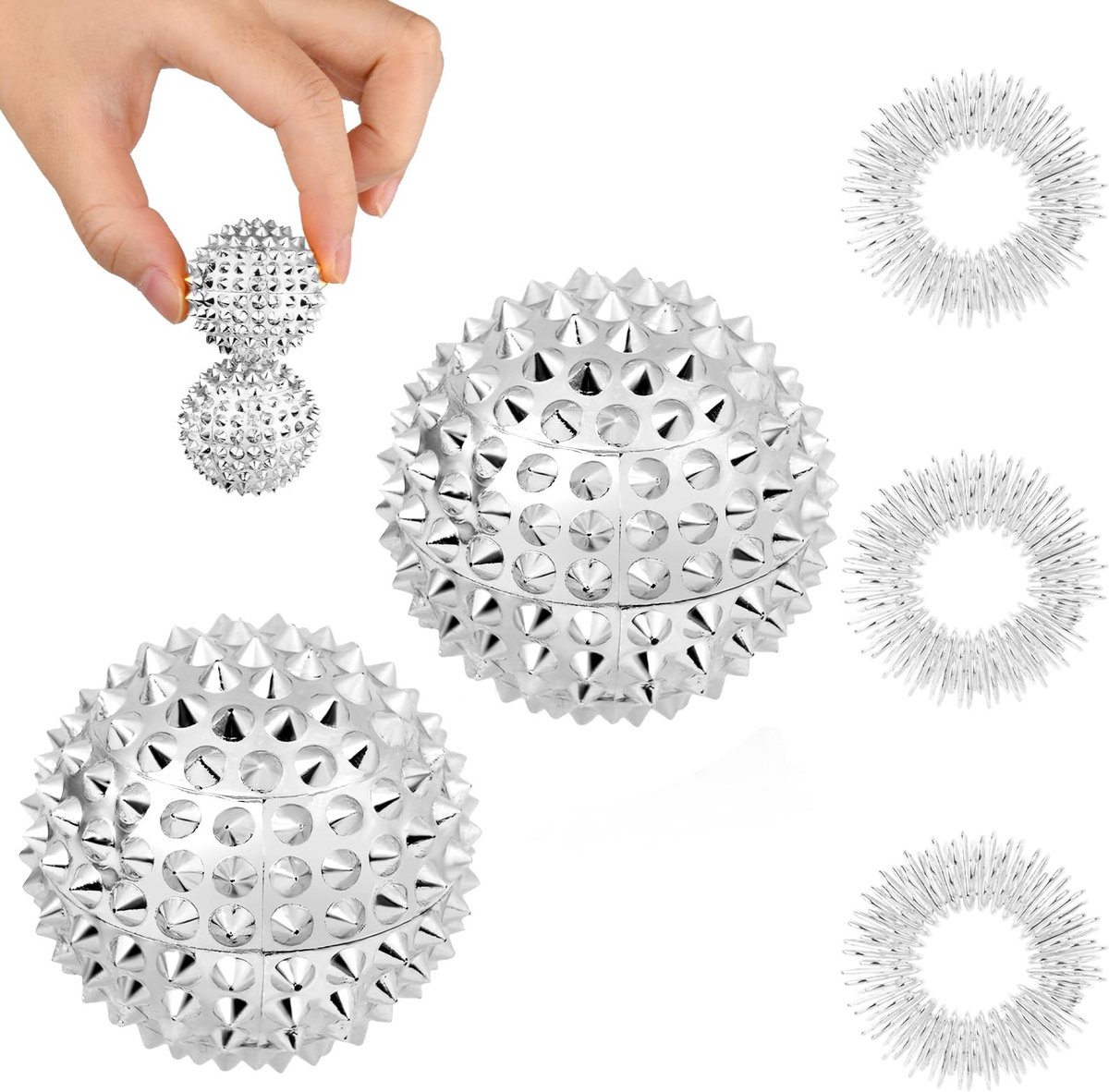 Solidchoice - Set van 2 Magnetische Massageballen met Acupunctuurringen