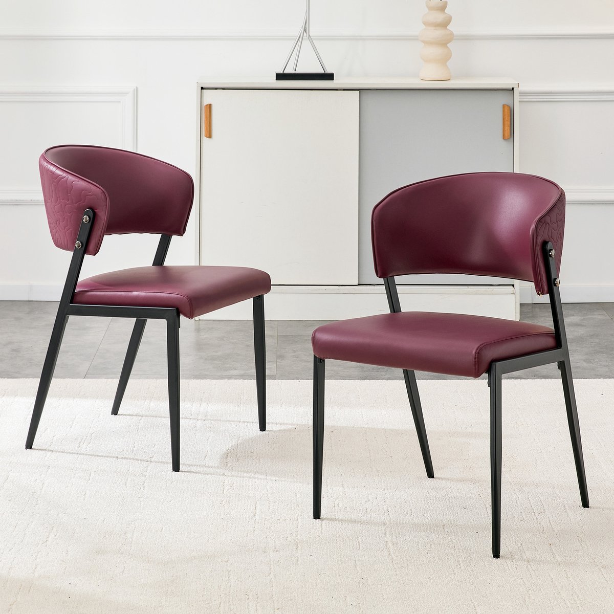 COVREO Eetkamerstoel 2er set 78 cm rood, kunstleer met metalen frame