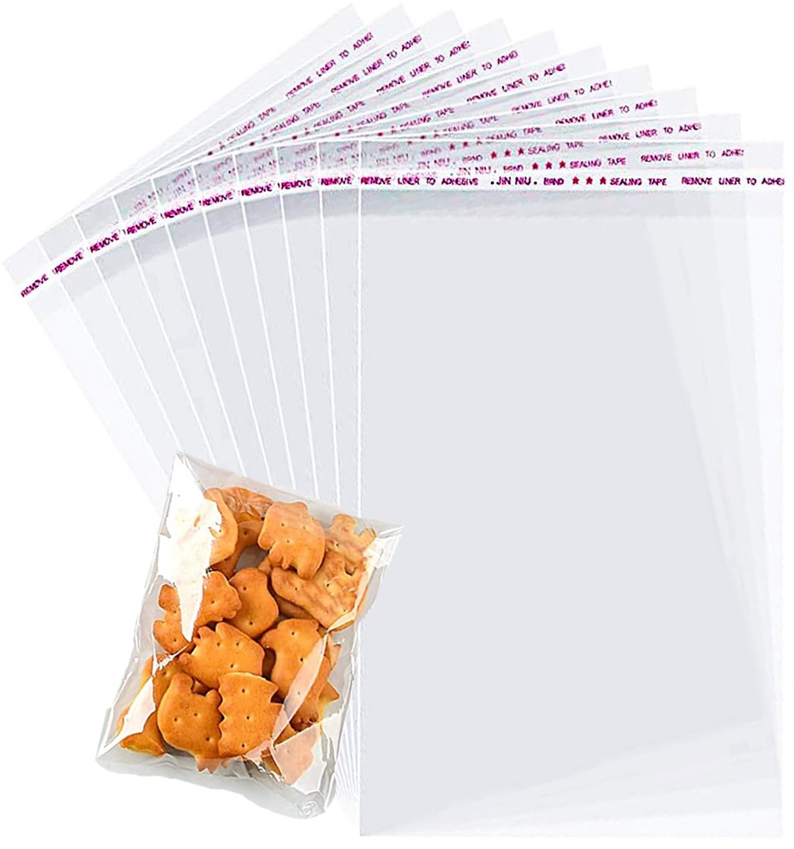 Solidchoice - Set van 100 Resealable Cellofaan Zakjes voor Snoep en Geschenken