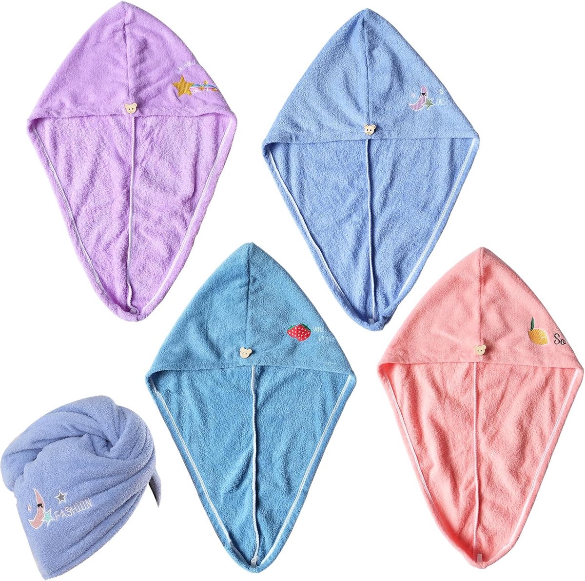 Microfiber haardoek 4 stuks - Dikke coral fleece - Snelle vochtabsorptie - Voor lang en kort haar - ShopVlot