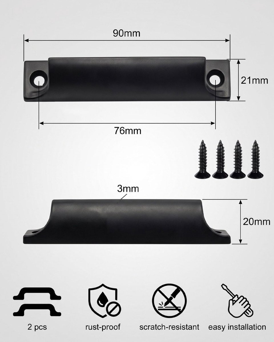 Balkonduurgreep 2 stuks - Aluminium legering - Zwart - Ideaal voor schuifdeuren - ShopVlot