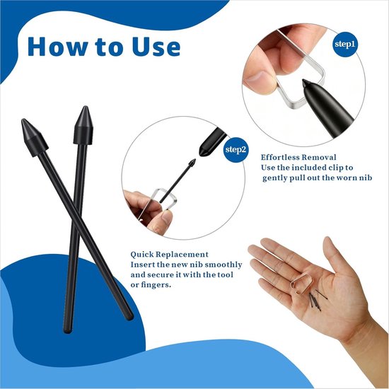 Stylus vervangtips set 12 stuks - 5 zwarte & 5 witte tips - inclusief 2 pincetten - ideaal voor tablets en smartphones - ShopVlot — afbeelding 2