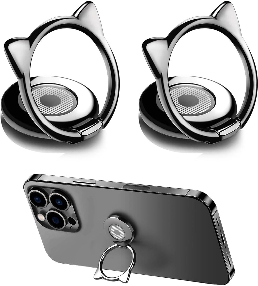 Solidchoice - Set van 2 Telefoon Ringhouders met Kat Ontwerp