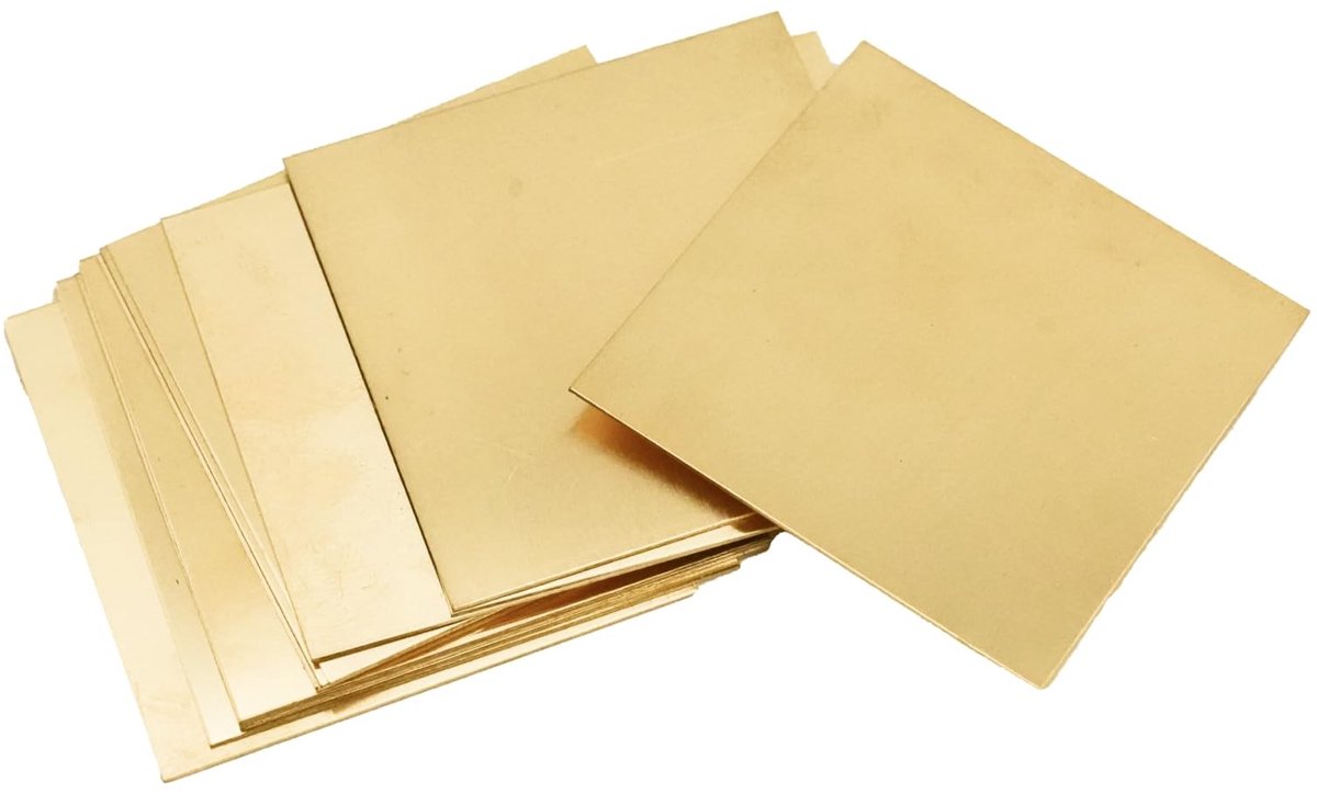 12 Stuks Messing Plaat 50 x 50 x 0.5mm, Ideaal voor DIY, Snijden en Handwerk Projecten