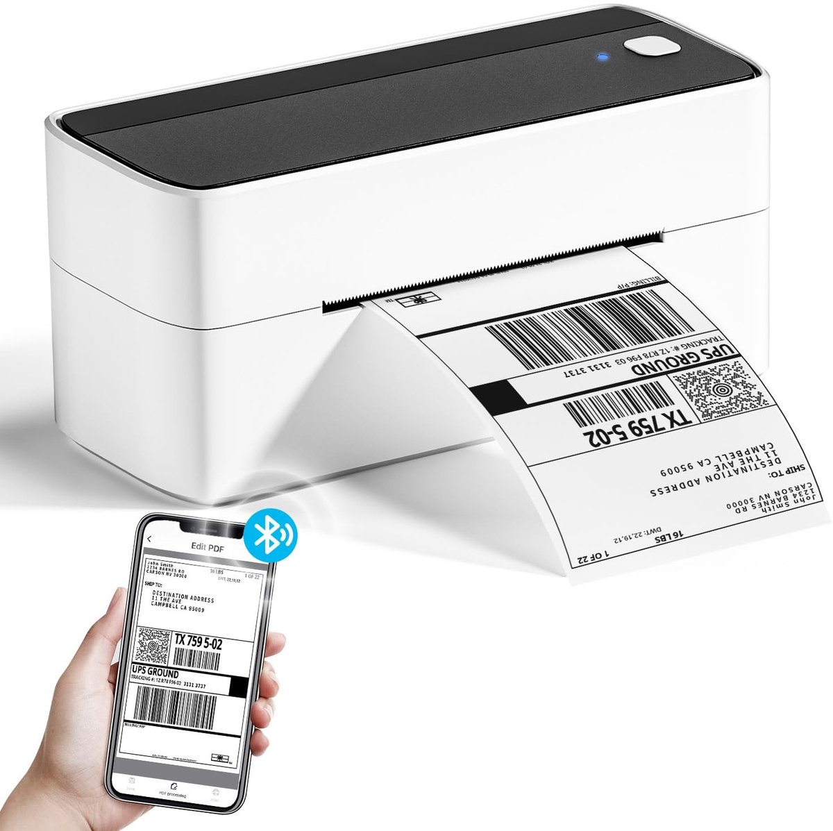 Solidchoice - Draadloze Thermal Labelprinter voor Verzending en Kleinbedrijf