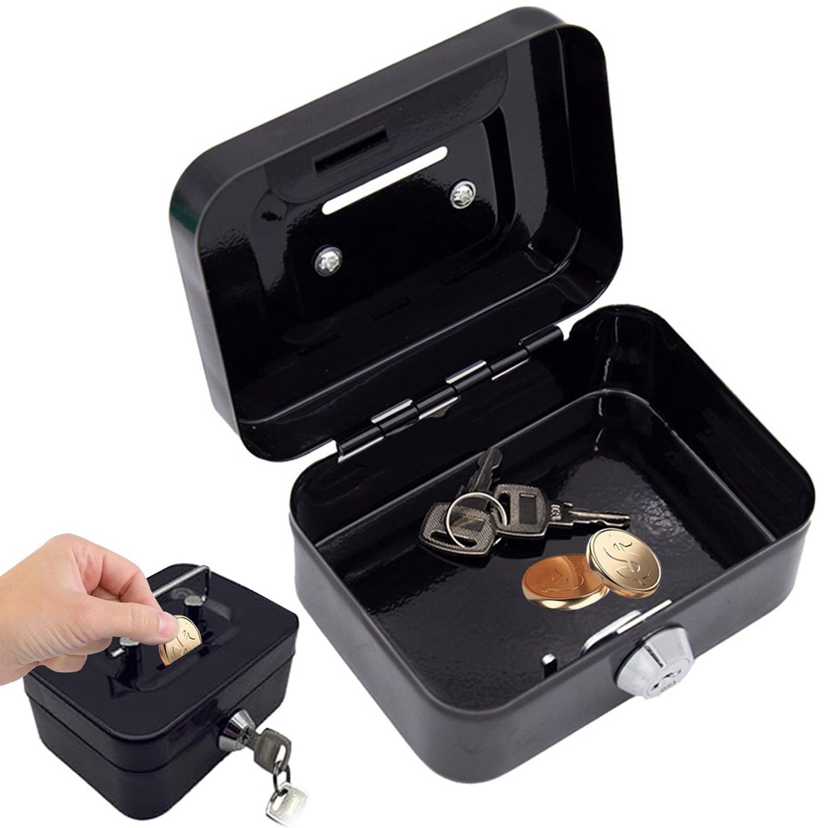 Solidchoice - Lockable Money Box met Sleutel in Zwart