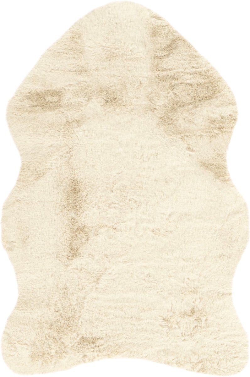 Padiro hoogpolig shaggy vloerkleed 60 x 90 cm - crème - modern effen design - geschikt voor vloerverwarming - van polyester en katoen
