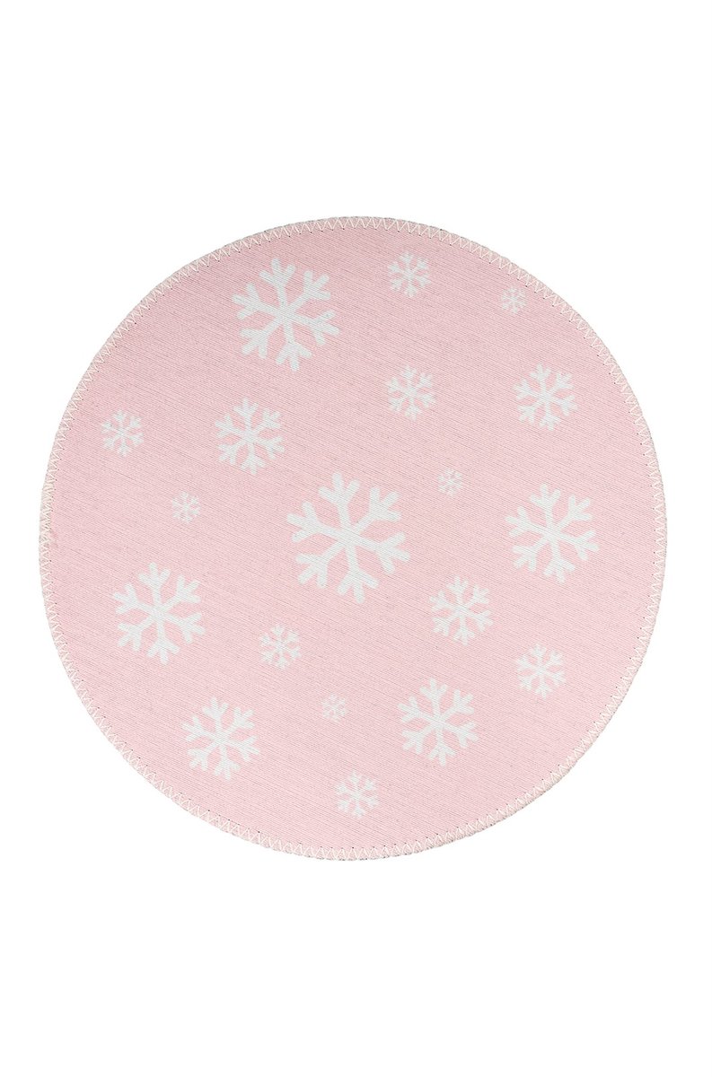 Padiro rond laagpolig kindervloerkleed Ø 160 cm - roze - met sneeuwvlok kindermotief - geschikt voor kinderkamer en vloerverwarming - van polyester