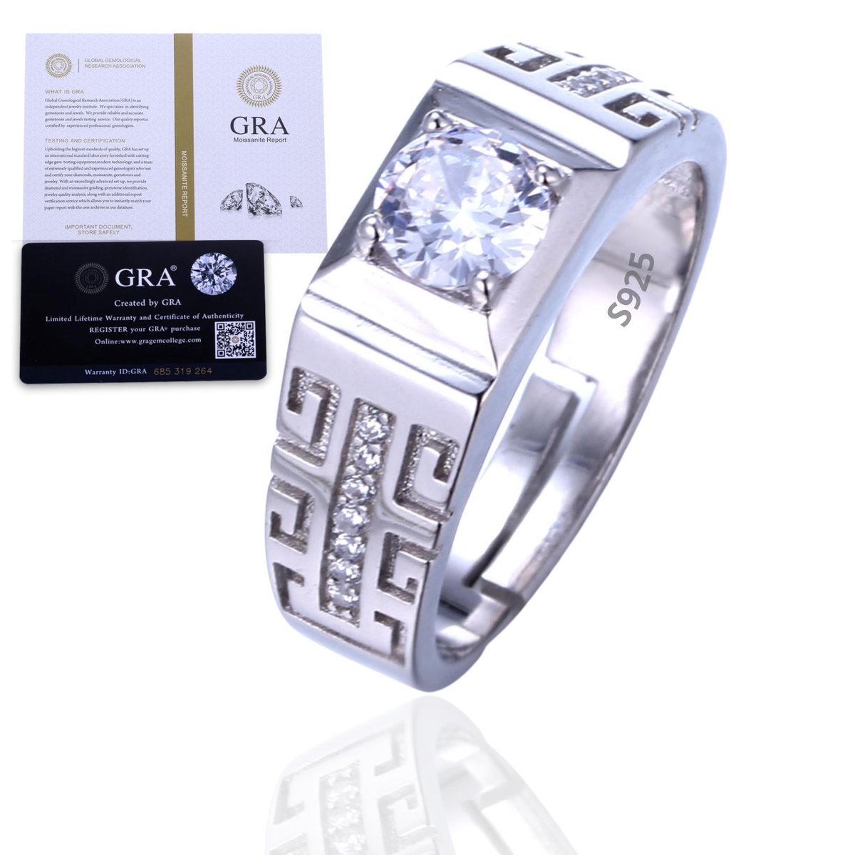 Solidchoice - Sterling Zilveren Ring met Moissanite Steen