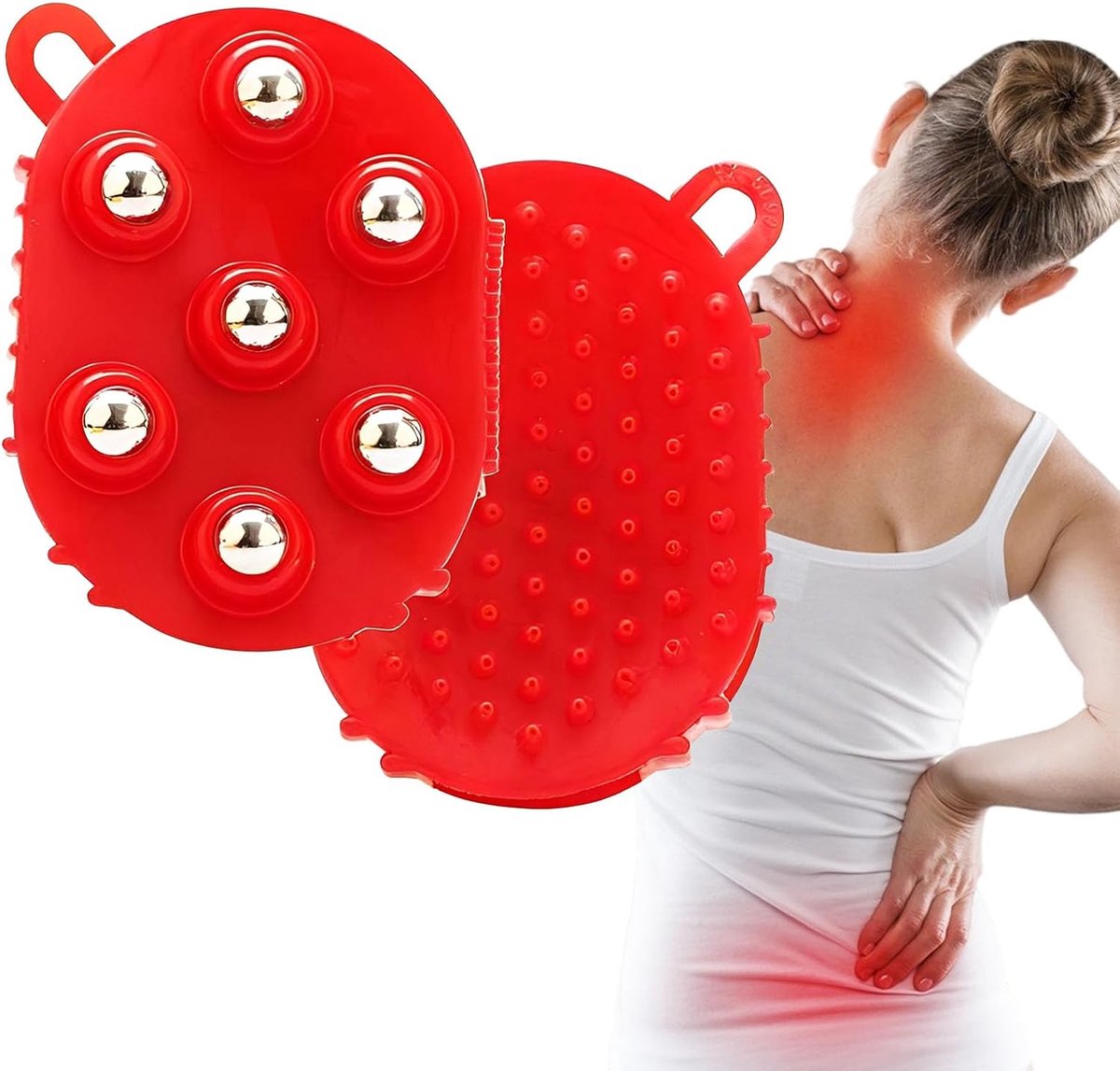Roller Ball Massagehandschoenen - 2 stuks - Rood - Verlicht spierpijn na lange dagen - ShopVlot