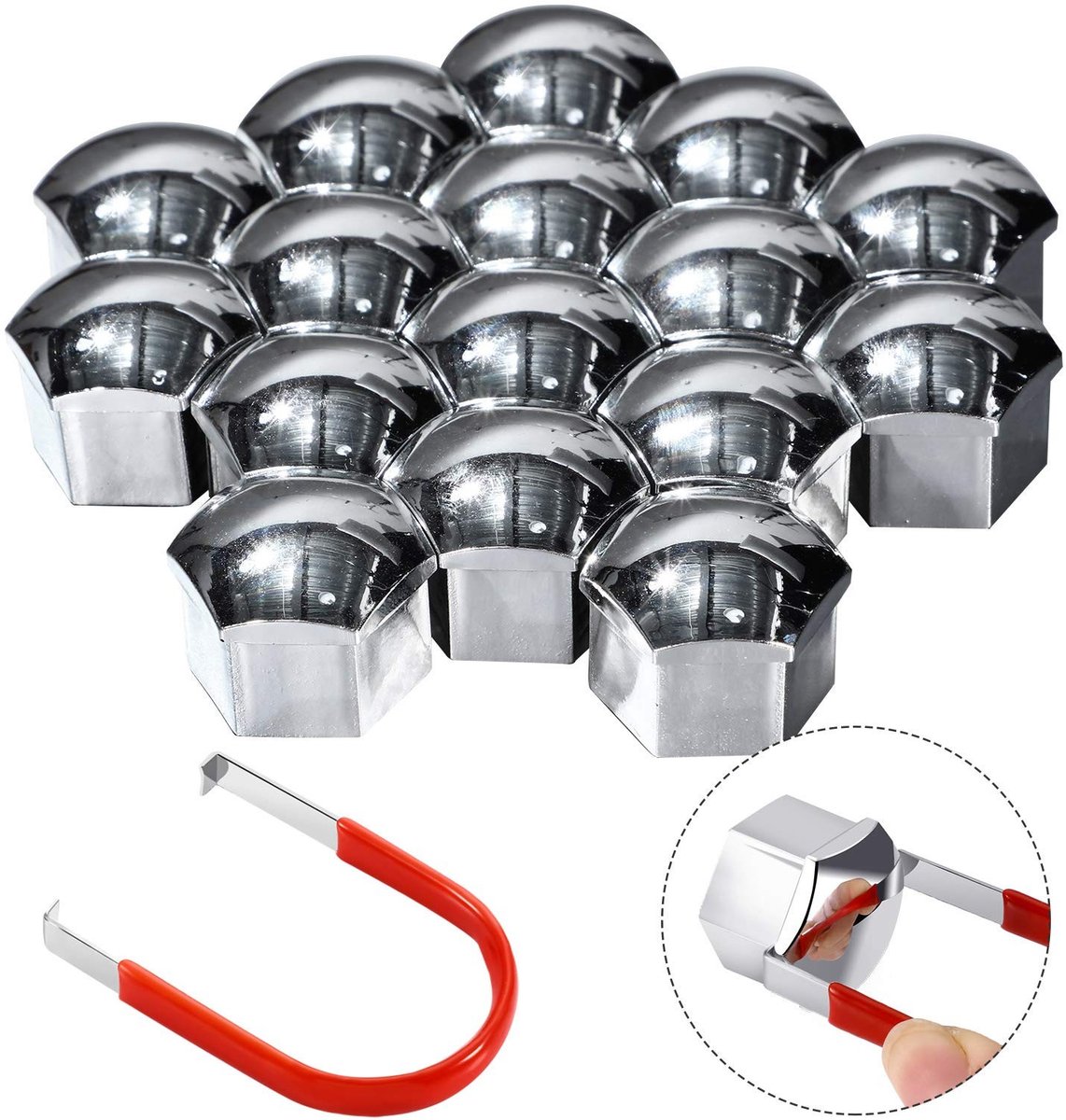 Solidchoice - Set van 20 Universele Velgenmoercaps met Verwijdertool