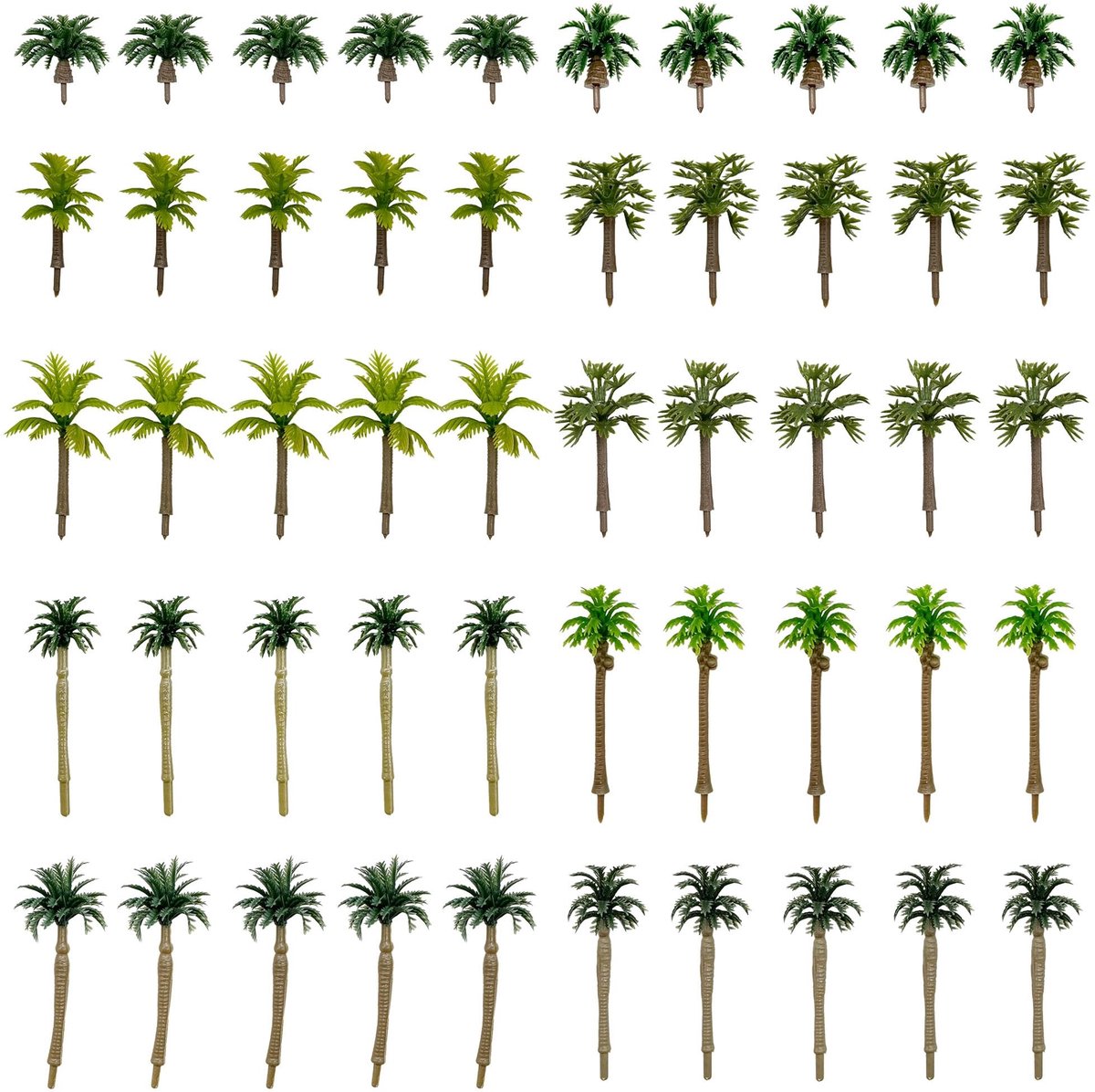 Solidchoice - Set van 50 Kunststof Kokosbomen voor Modelbouw en Diorama