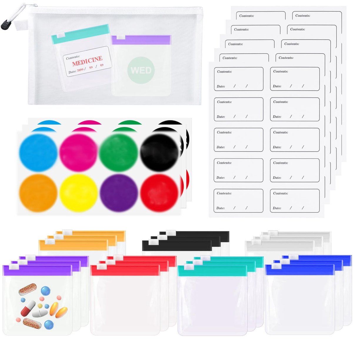 Solidchoice - 30 Stuks Herbruikbare Medicijnzakjes met Ritssluiting