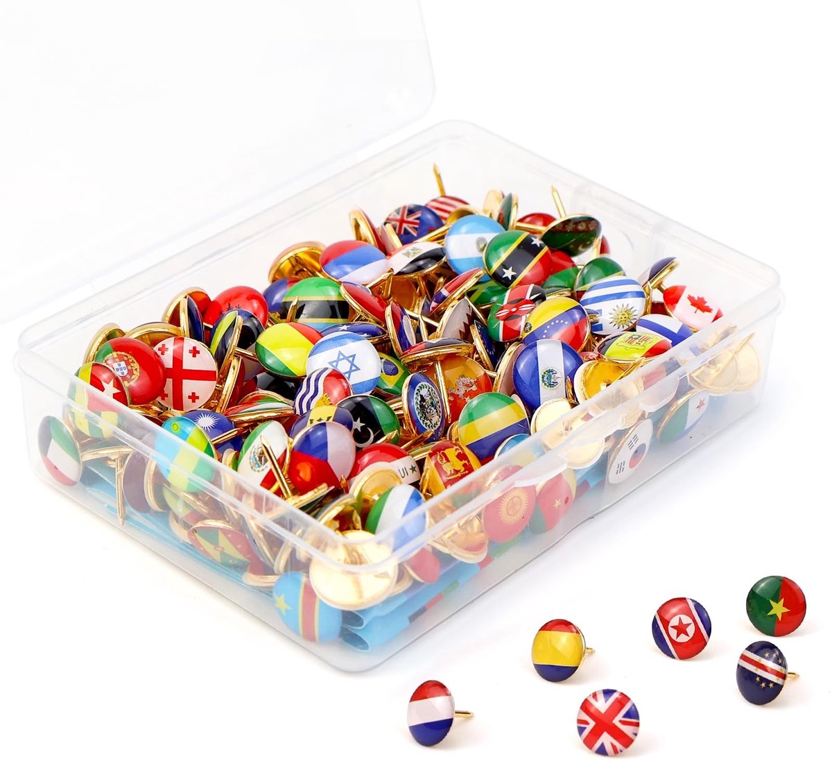 Solidchoice - Set van 200 Landvlaggen Speldjes voor Wereldkaart en Reiskalender