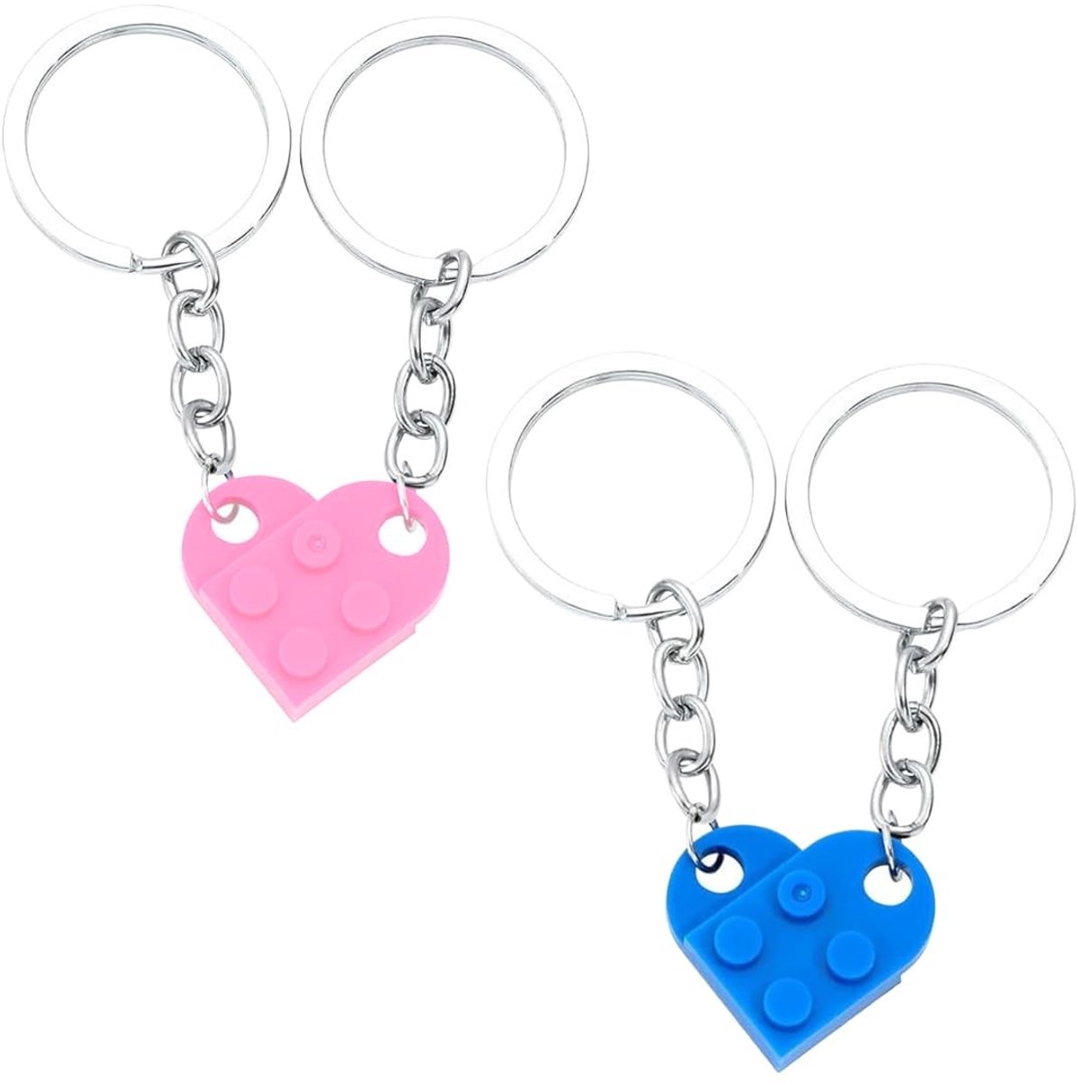 Solidchoice - Set van 2 Hartvormige Sleutelhangers voor Koppels