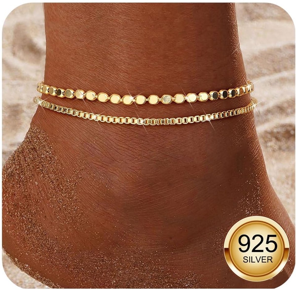 Enkelbandje voor dames - 925 sterling zilver - verstelbaar - elegant en waterproof - ShopVlot