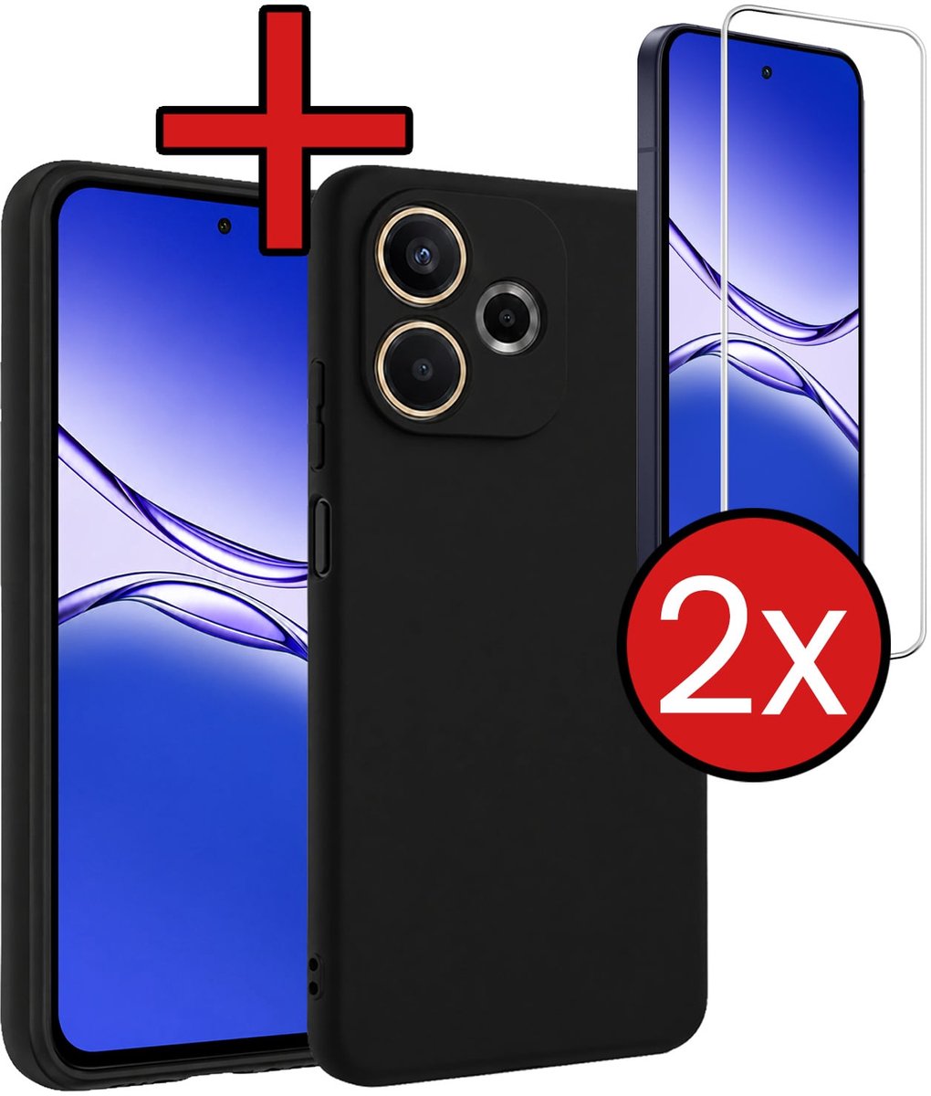 Hoesje - Met 2x Screenprotector - Geschikt voor OPPO A5 Pro - Sterk & Shockproof - Telefoon Hoes - Back Cover - Siliconen Case - Telefoonhoes - Zwart