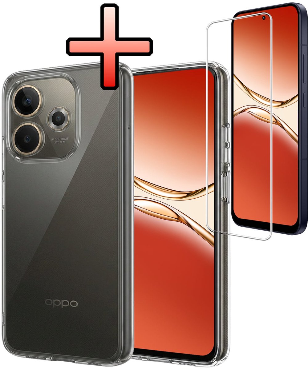 Hoesje - Met Screenprotector - Geschikt voor OPPO A5 Pro - Sterk & Shockproof - Back Cover - Siliconen Case - Telefoon Hoes - Transparant