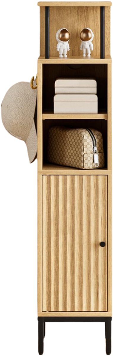 ZRNS® Badkamer Kolomkast - Opbergkast met Wasmand - Vrijstaande Kast - Hout