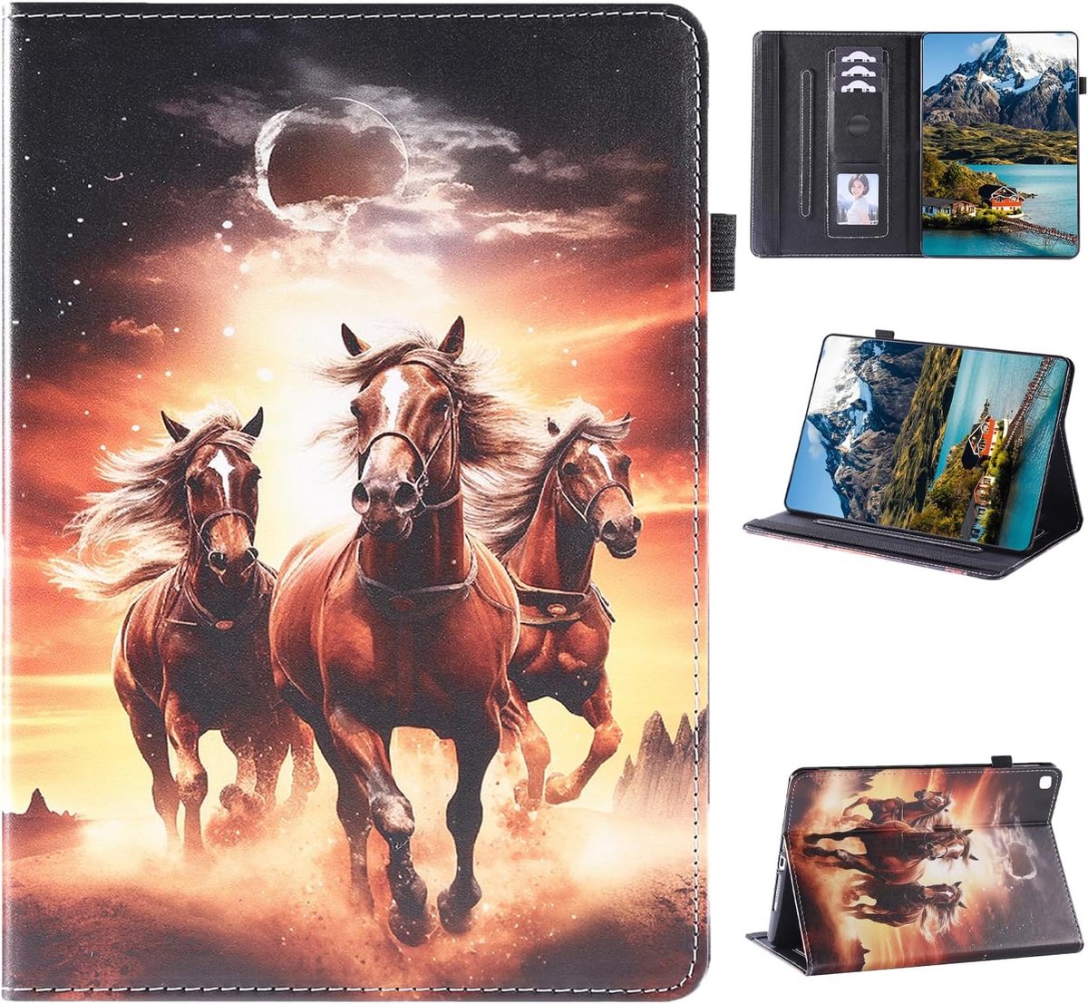 Beschermhoes voor Samsung Galaxy Tab S5e 10,5 inch - paard - kaartsleuf - standfunctie - ShopVlot