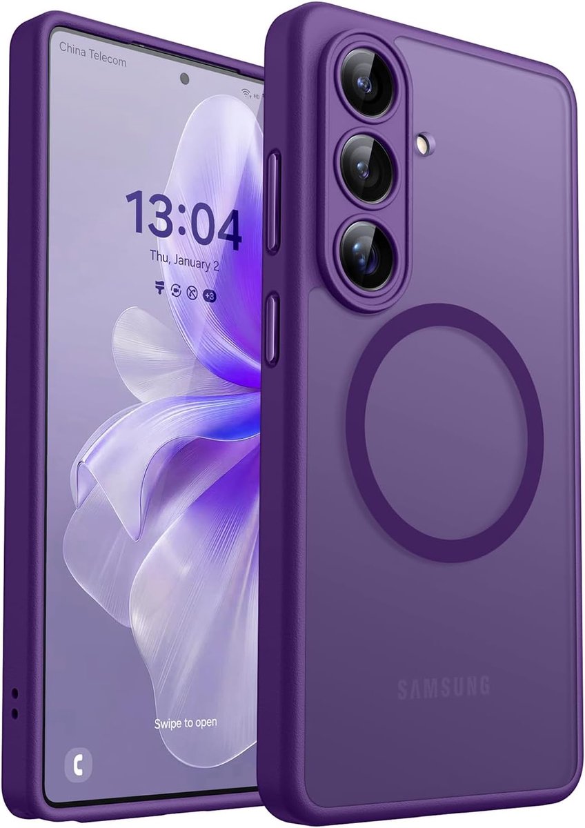 Mobiel hoesje S26P (6,7 inch) - transparant - matte diepe paarse kleur - optimale camera bescherming - ShopVlot