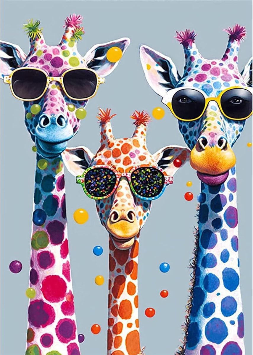 Diamant schilderen set giraffen 30x40cm - volledige ronde drill - crystal art voor volwassenen en kinderen - ShopVlot