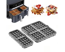 2 stuks wafelinzetstukken - geschikt voor Philips Airfryer 3000-serie (6L/3L) & Tefal EY9018 Airfryer - grijs