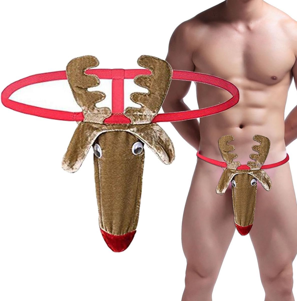 String tanga ondergoed heren - V-Strap - elastisch - grappige kerst reindeer kostuum - ShopVlot