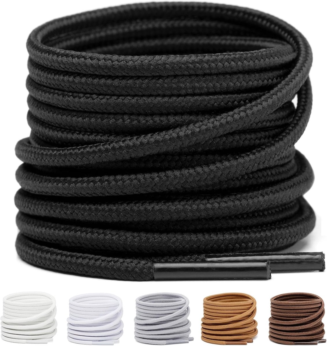 Schoenveters 2 paar - Ø3.5 en 4 mm - polyester - scheurbestendig voor werk- en sportschoenen - ShopVlot