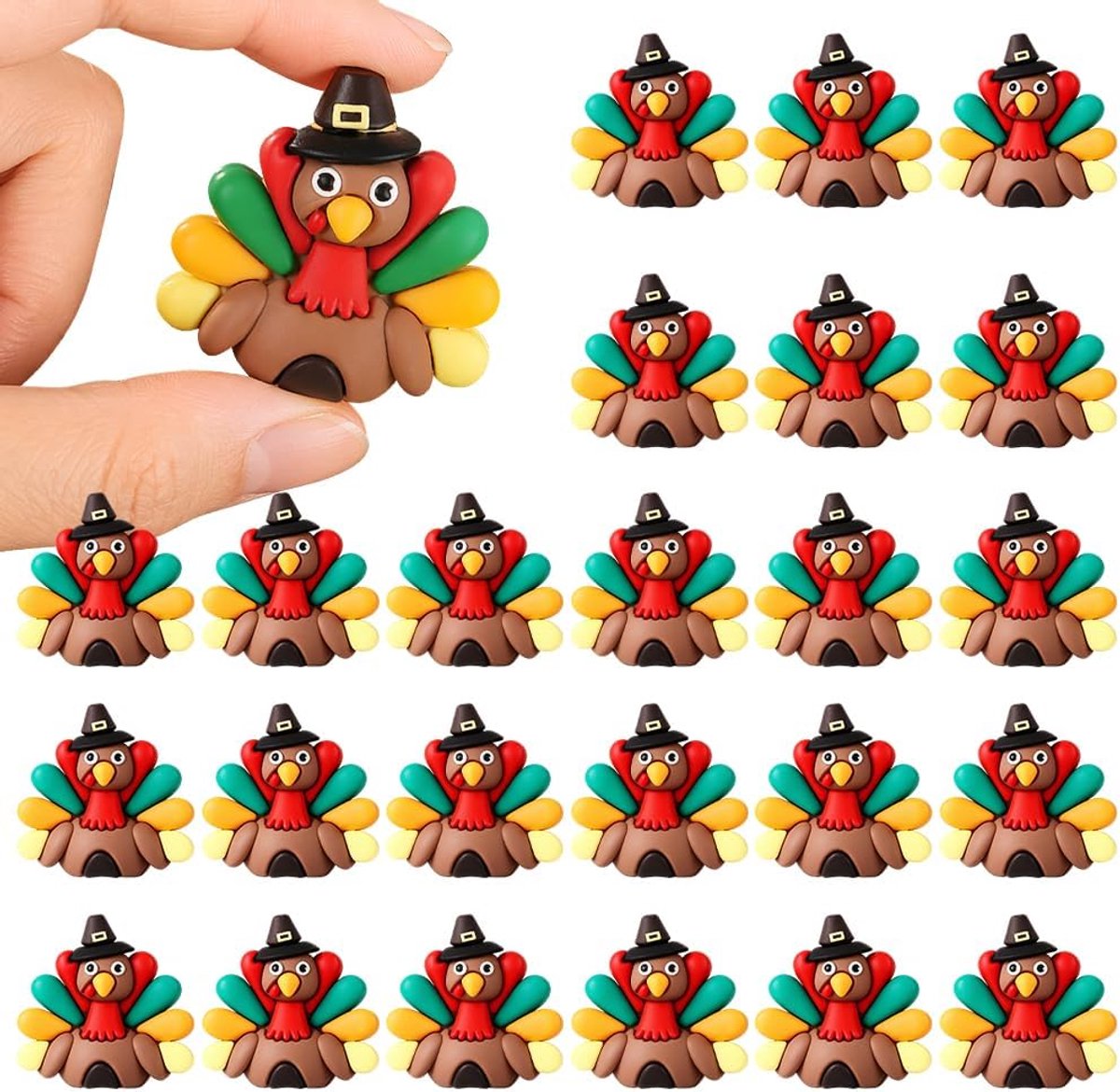 mini-kalkoenfiguren 25 stuks - 3D-ontwerp - kleurrijke herfstkleuren - perfect voor Thanksgiving decoraties - ShopVlot