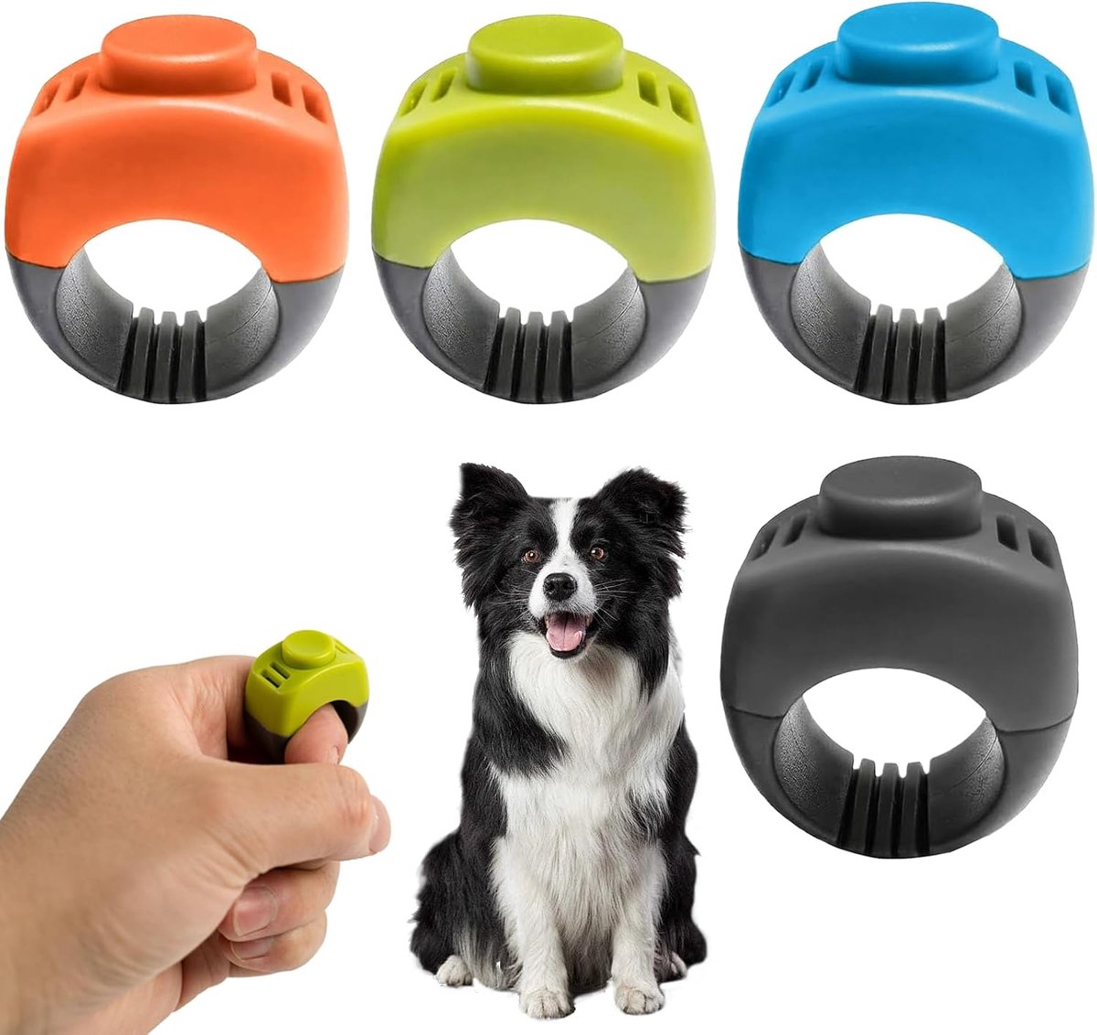 clicker hond 4 stuks - 19 mm/21 mm - groen/oranje en grijs/blauw - effectieve hondentraining - ShopVlot