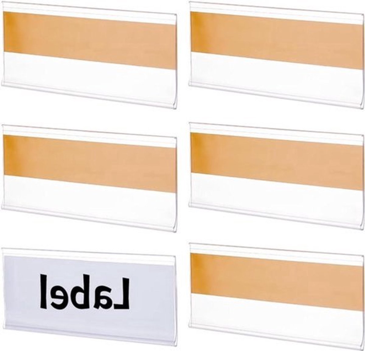 Zelfklevende labelhouders - PVC plastic planklabel - 72 stuks - Prijskaarthouder voor supermarkt, school, bibliotheek - Boekenplanken en opslagbakken - 10 x 4 cm.