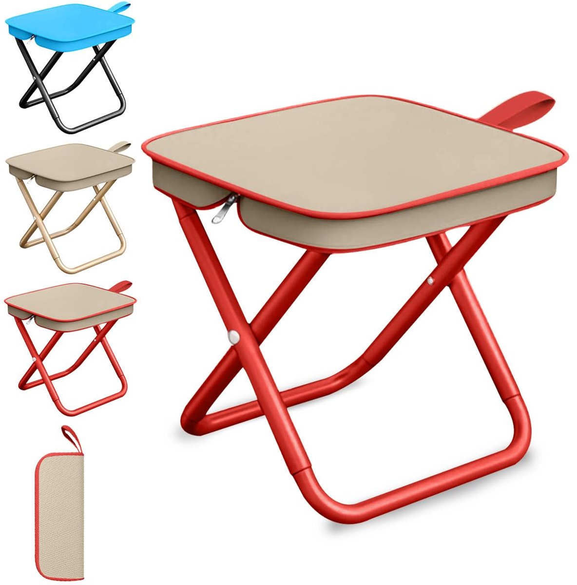 Opvouwbare campingkruk - lichte mini-klapstoel - blauw - ideaal voor picknick - ShopVlot