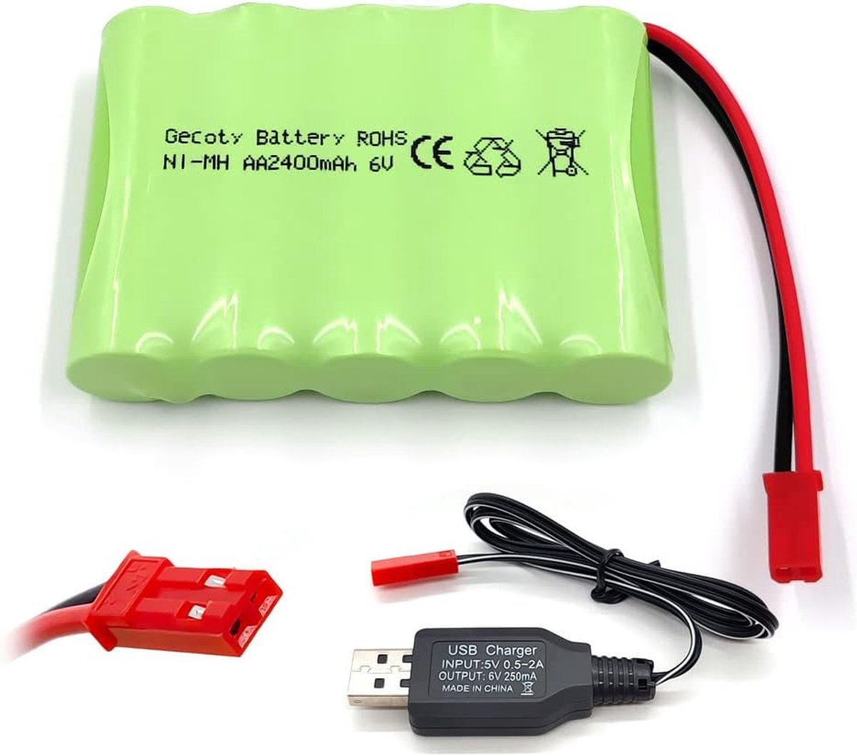 6V 2400mAh oplaadbare NI-MH AA batterij - met laadkabel - krachtige prestaties - ideaal voor hobbytoepassingen - ShopVlot