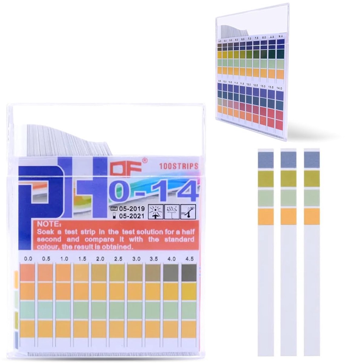 100 pH Teststrips voor Water, Aquarium en Bodem - Urine en Vloeistof Analyse, Nauwkeurige pH Metingen (0-14)