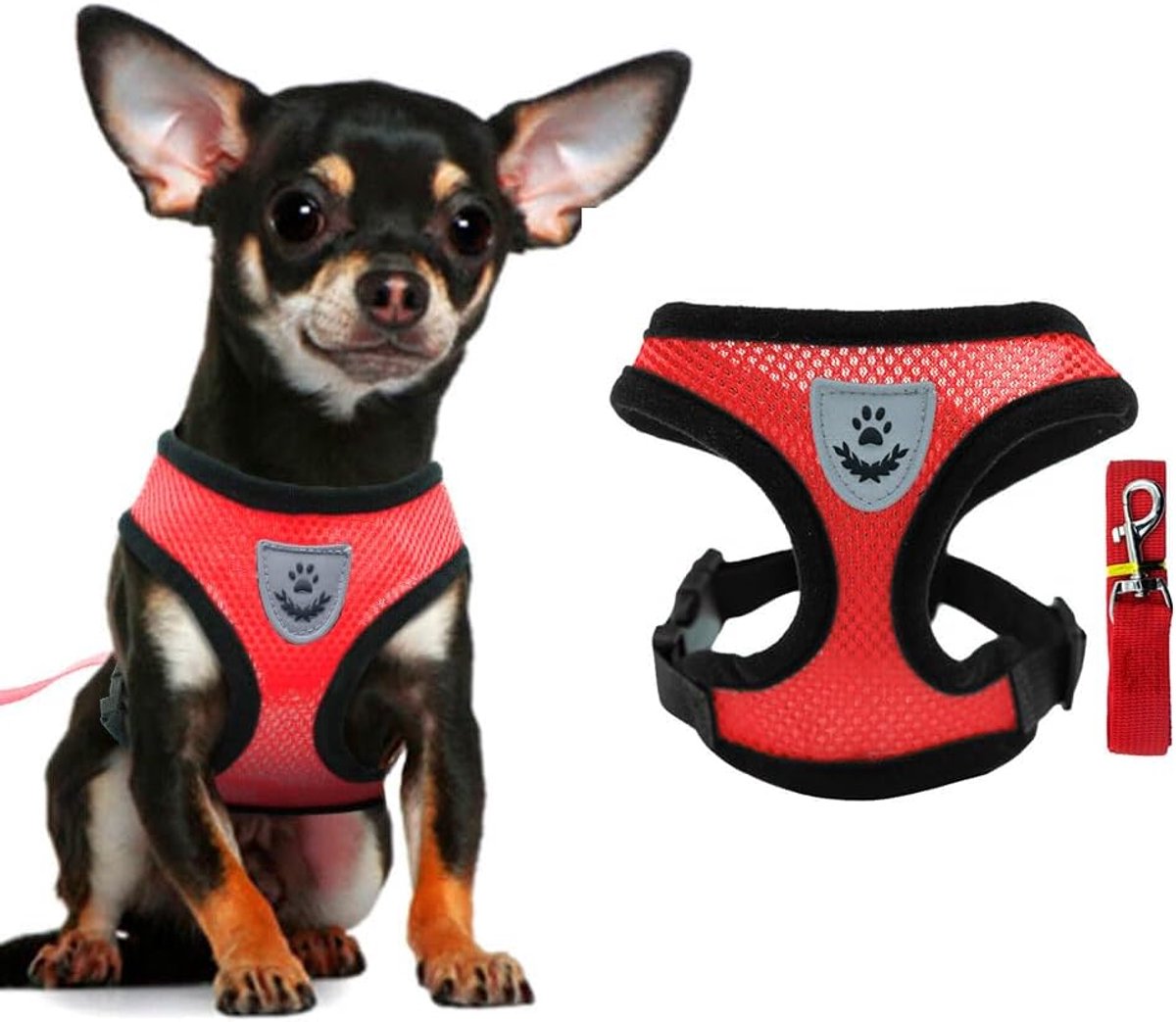 Hondentuig Ademend M - Rood - Verstelbaar - Comfortabel voor Training en Wandelen - ShopVlot