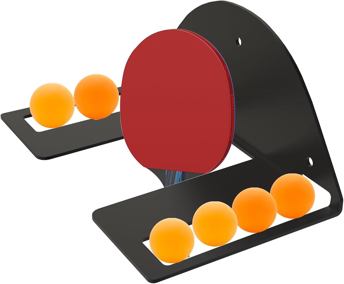 Tafeltennisbatje, wandhouder, pingpong, racketstandaard, houdt tot 6 ballen en 4 batjes, wandrek voor het opbergen van - ShopVlot